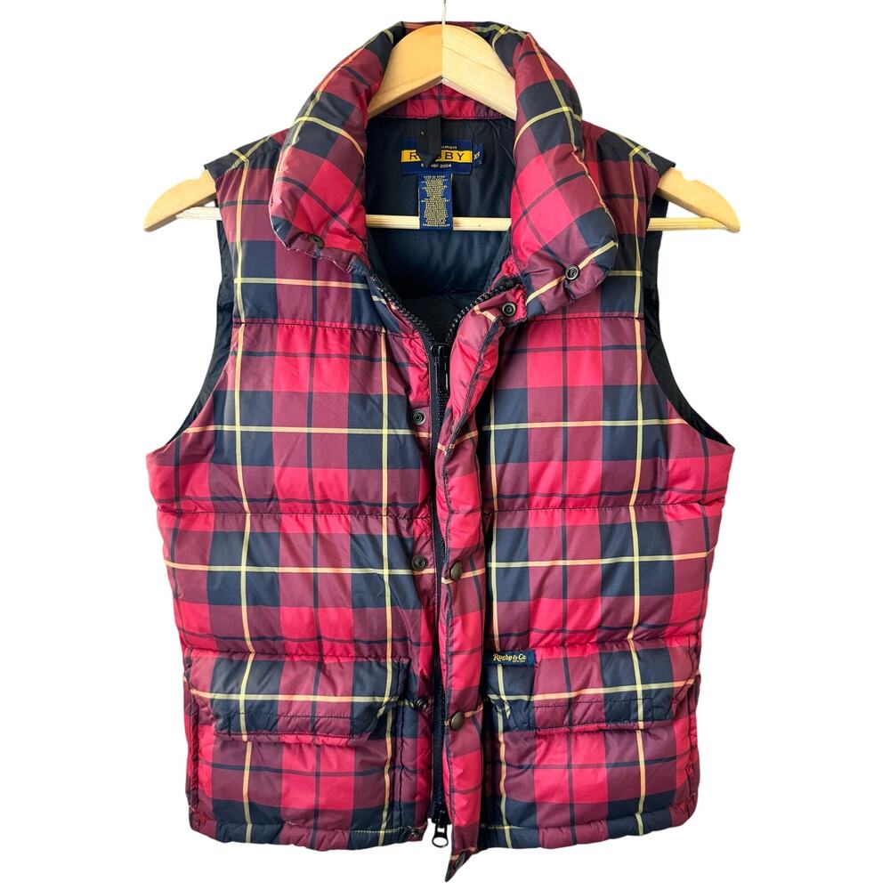 Rugby Ralph Lauren Down Puffer Vest Tartan Women’s Plaid Preppy Streetwear